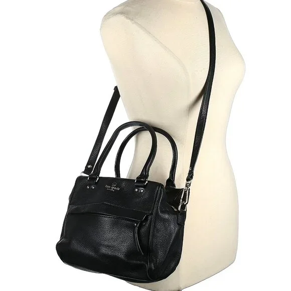 Kate Spade New York Grant Park Shelby Black Pebbled Leather Crossbody Satchel - Picture 3 of 4